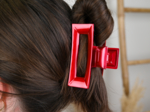 Large Rectangular Hair Clip glossy red