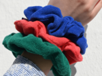 Scrunchie flashy green terry towelling
