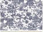 Cotton fabric ex2262 bleue toile de jouy