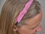 bow headband neon pink gingham