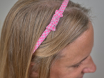 Thin headband neon pink gingham