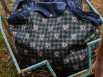 Tote bag with a zip tartan fleuri