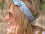 Wire headband retro champêtre bleuté