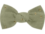 Small bow hair slide almond green with golden dots gauze