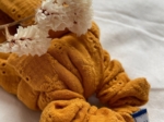 Long tail scrunchie gaze dentelle ocre
