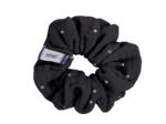 Small scrunchie gaze pois or noir