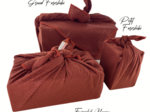 Furoshiki small 35 x 35 lurex terracotta gauze