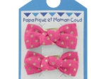 Small bows hair clips fuchsia gold star