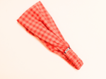 Headscarf headband- child size coral red gingham