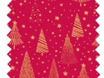 Fabric coupon ex2347 red gold star christmas trees