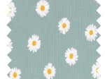 Jersey fabric ribbed mint daisy