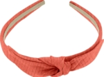 bow headband coral lurex gauze
