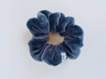 Small scrunchie blue denim velvet