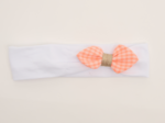 Jersey knit baby headband neon orange gingham