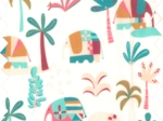 1 m fabric coupon carnaval d'eléphants