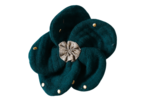 Flower petal hair slide small  gaze pois or vert canard