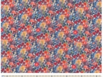 Coated fabric orange and blue flowers