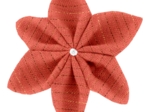 Star flower 4 hairslide coral lurex gauze