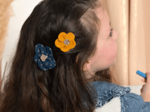 Mini Flower petal hair slide ochre