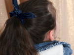 Bunny ear Scrunchie navy blue