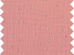 Cotton Fabric ex2268 gaze pois or rose foncé