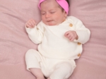 Jersey knit baby headband fuchsia gold star