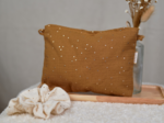 Coton clutch bag gaze pois or caramel