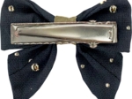 Mini bow tie clip gaze pois or marine