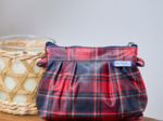 Mini Pleated clutch bag tartan rouge