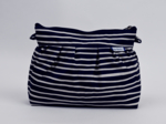 Pleated clutch bag striped  ivory navy