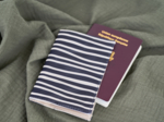 Passport cover striped  ivory navy