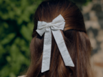 Medium ribbon hair clip white sequined