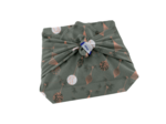 Furoshiki small 35 x 35 ex2348 grey green copper christmas balls