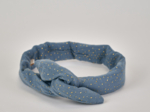 Wire headband retro gaze pois or bleu gris