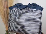 Pleated tote bag - Medium size striped  ivory navy