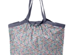Pleated tote bag - Medium size pastel fleuri