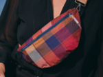 Small banana bag ruby lurex tartan