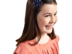 Star flower 4 hairslide navy blue spots
