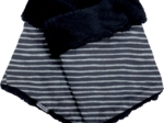 Adult Fur scarf snood striped silver dark blue