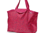 Tote bag with a zip pompons cerise