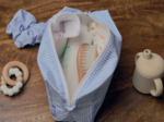 Rectangular toiletry bag sky blue gingham