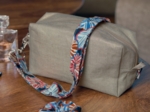 Rectangular toiletry bag golden linen