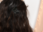 Butterfly hair clip golden straw