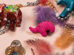 Elephant clip fuchsia pailleté