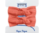 Small elastic bows coral lurex gauze