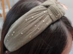 Large Crossed Headband gaze pois or kaki