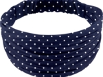 Headscarf headband- child size navy blue spots