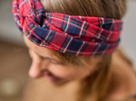 crossed headband tartan rouge
