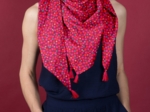 Pom pom scarf pompons cerise