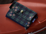 Mini coin purse pouch tartan fleuri
